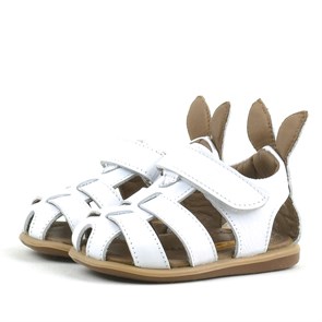Rakerplus Bunny Hakiki Deri Beyaz Cırtlı Bebek Sandalet