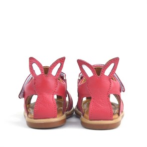 Rakerplus Bunny Hakiki Deri Kırmızı Cırtlı Bebek Sandalet