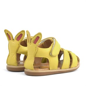 Rakerplus Bunny Hakiki Deri Sarı Cırtlı Bebek Sandalet