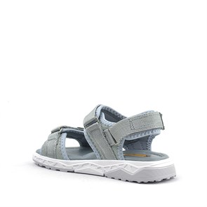 Rakerplus Gri Kordon Detaylı Konfor Tabanlı Cırtlı Çocuk Sandalet