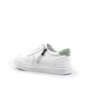 Rakerplus Hakiki Deri Beyaz Bağcıklı Fermuarlı Çocuk Sneaker